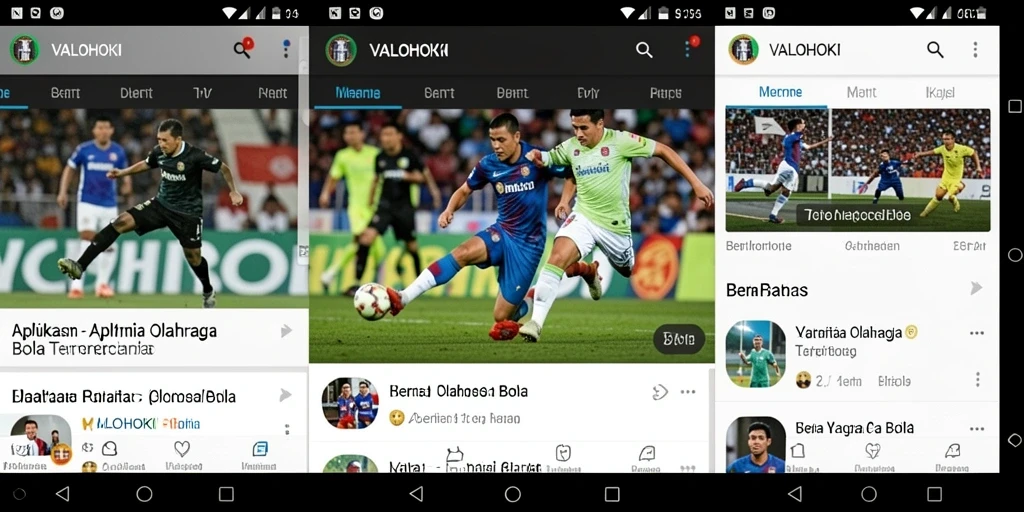 Antarmuka aplikasi VALOHOKI dengan berita olahraga bola terkini.