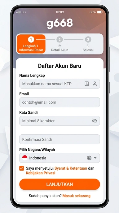 Tampilan halaman daftar g668